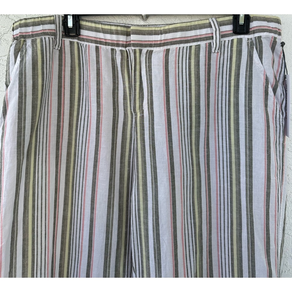 Liz Claiborne Linen Cotton Burnt Olive Stripe Capris Pants XL NWT - Picture 6 of 10